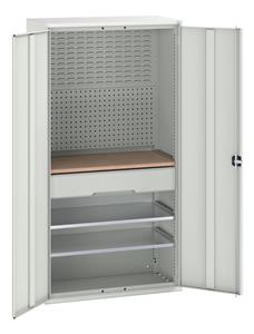 Bott Verso Basic Tool Cupboards Cupboard with shelves Verso 1050x550x2000H Cupboard 1 Drawer 2 Shelf Louvre Panel